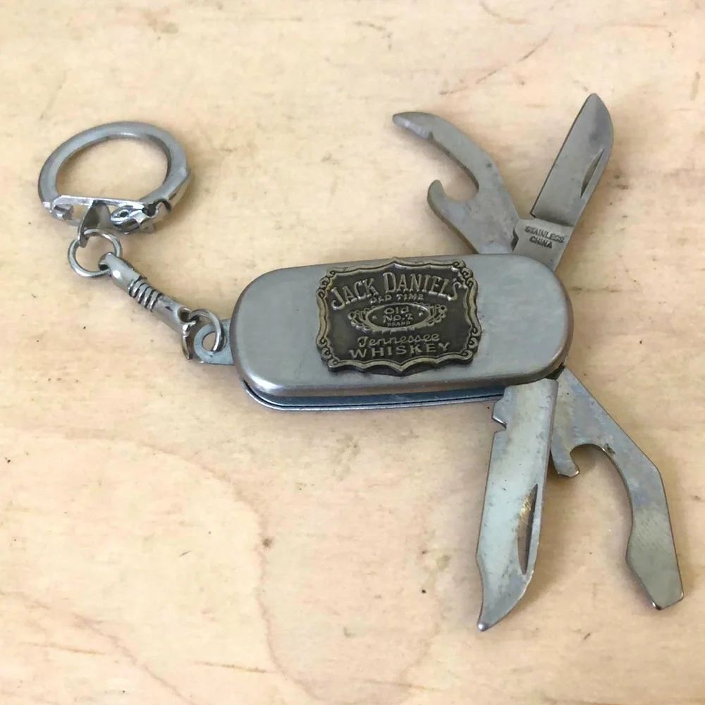 Jack Daniels Tennessee Whiskey logo stainless steel multi-tool keychain